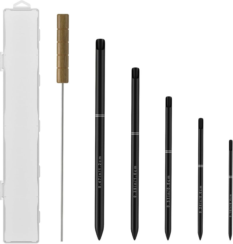 FETUSI Rope Splicing Tool Kit, Rope Splicing FID Kit for Double Braid Eye Line,Stainless Steel Line Braiding Set Tool Include 5 Sizes (0.16-0.47") Fids and 1pcs Pusher(Black) - Image 1